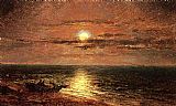 Jasper Francis Cropsey Canvas Paintings - Moonlit Seascape